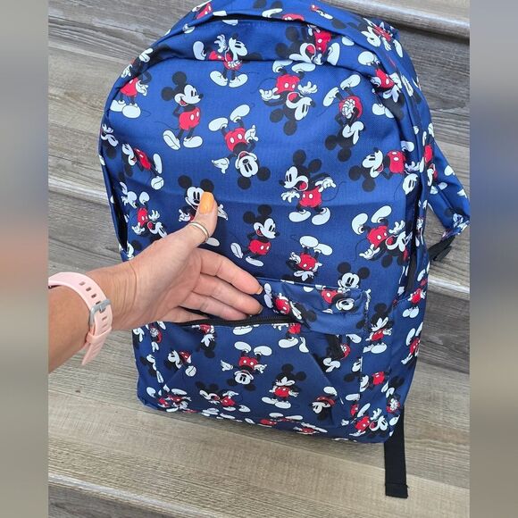 Disney Mickey Mouse Blue print  Backpack full size NWT - Picture 4 of 8